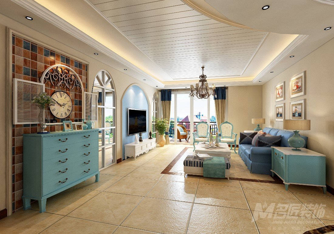 中山裝修效果圖越秀星匯雋庭180平米地中海風格